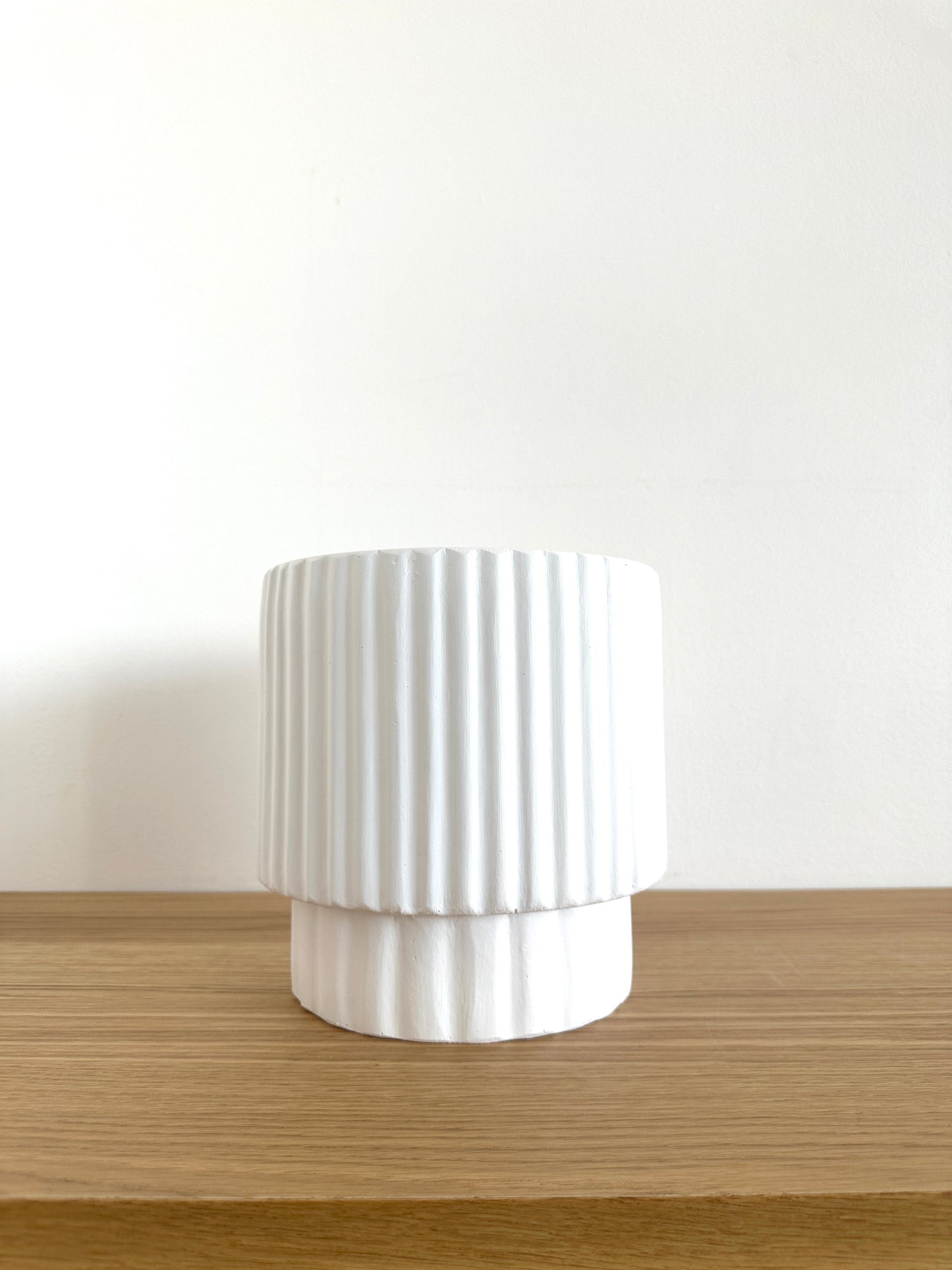 Ridged Cylinder Planter | White |  6”